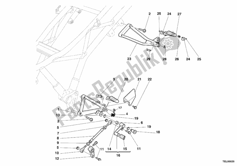 Todas as partes de Apoios Para Os Pés, Esquerdo do Ducati Supersport 750 SS 2000